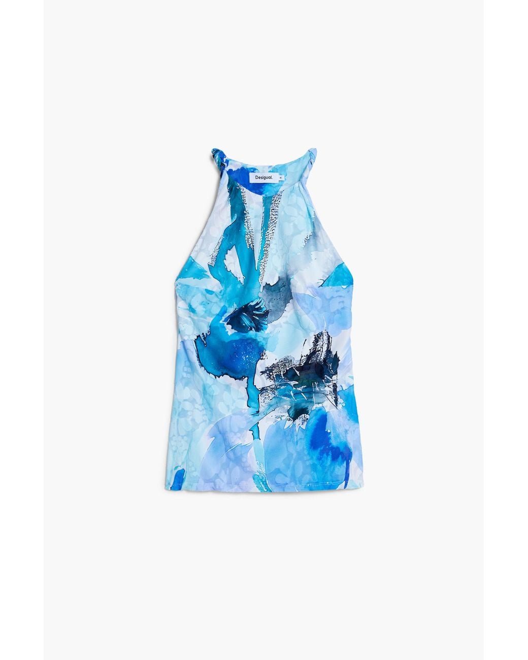Desigual Blue Floral Tank Top, Polyester
