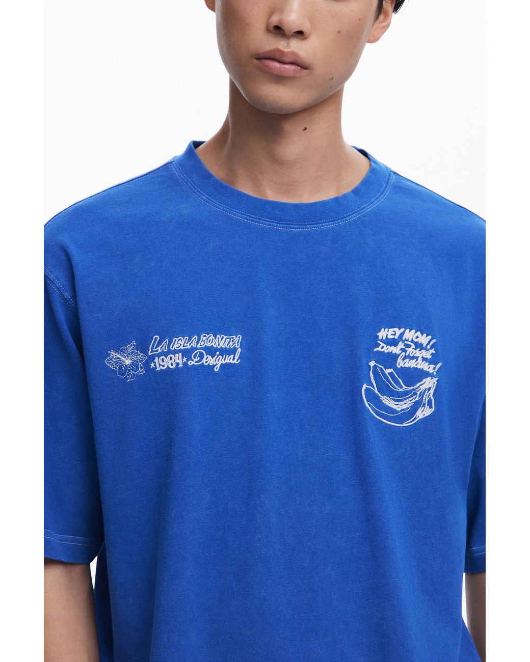 Desigual Blue Naples T-Shirt, Cotton for men