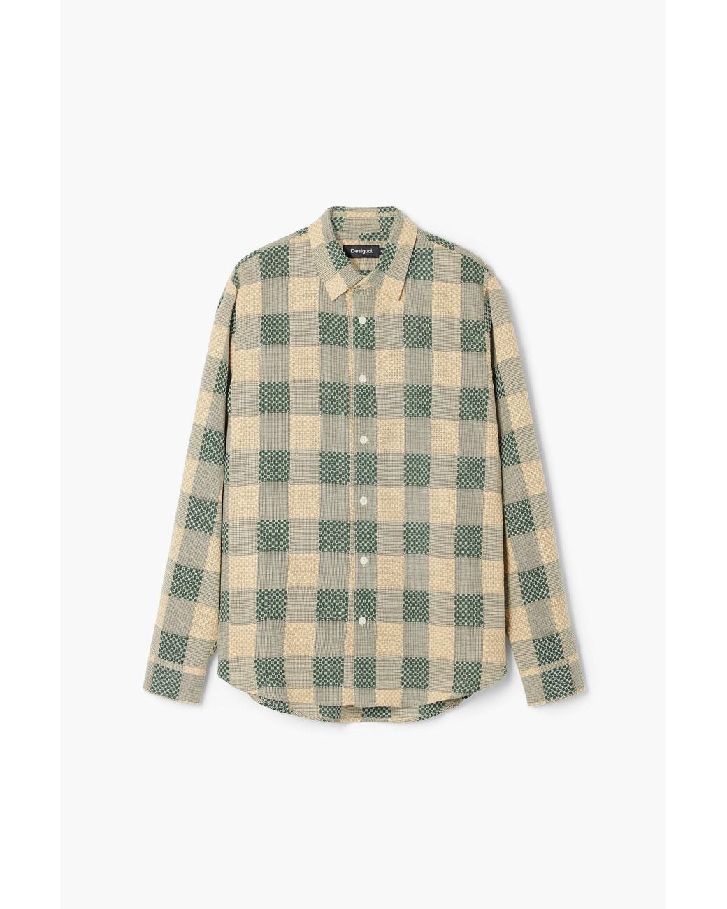 Desigual White Plaid Shirt, Cotton for men