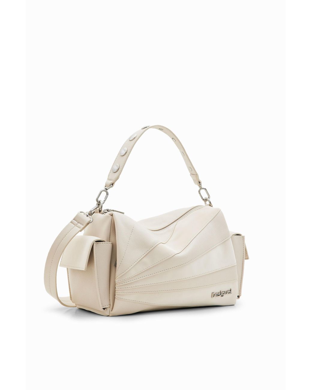 Desigual White M Patchwork Textures Bag, Polyurethane