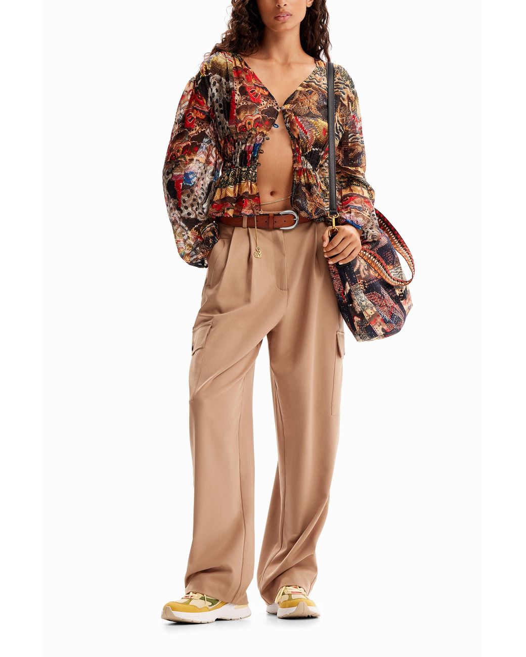 Desigual Brown M. Christian Lacroix Tapestry Blouse, Polyester
