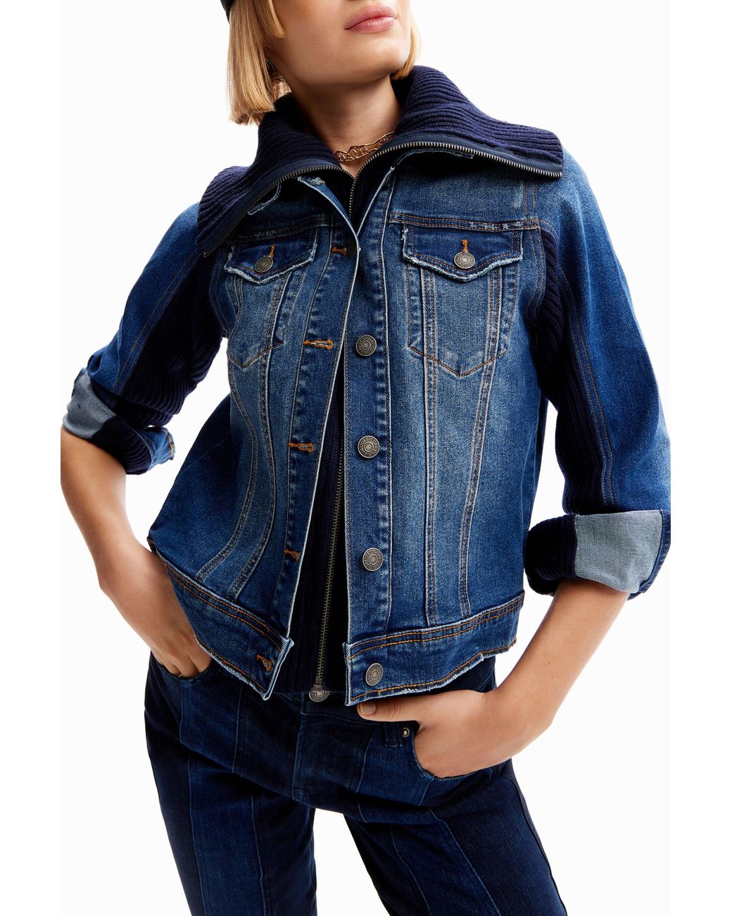 Desigual Blue Hybrid Denim Jacket