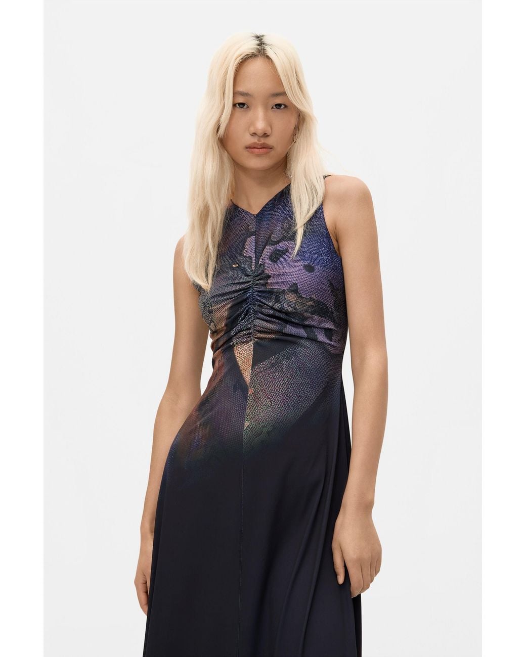 Desigual Blue Sleeveless Knit Dress, Polyester