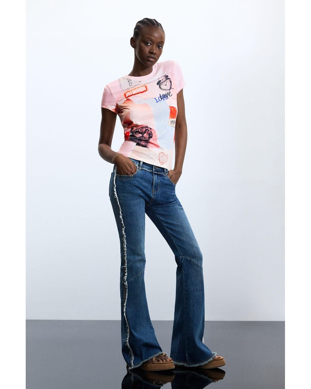 Desigual Red Printed T-Shirt 100% Cotton, Cotton