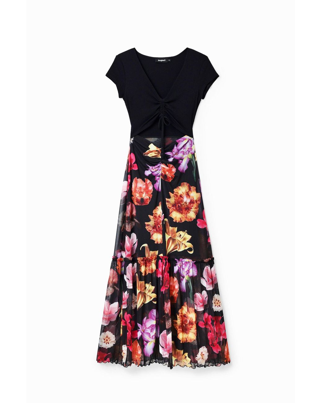 Desigual Red M. Christian Lacroix Combination Floral Long Dress