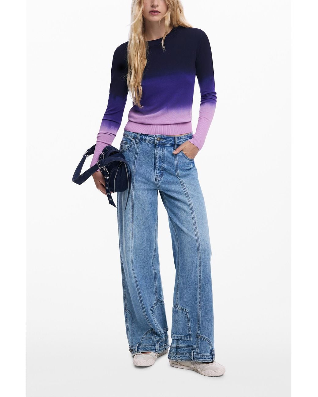 Desigual Blue Gradient Lightweight Sweater