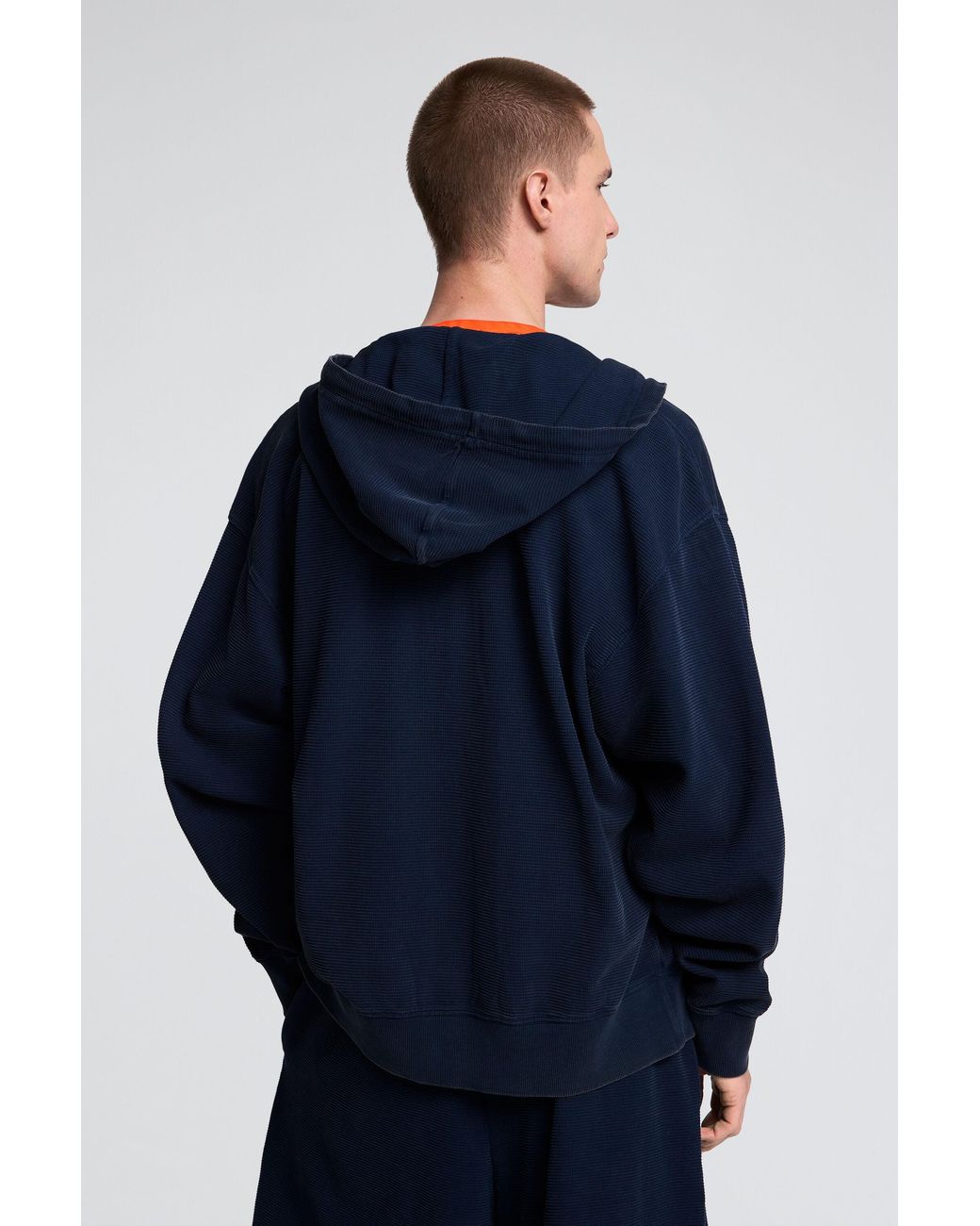 Desigual Blue Knit Hoodie, Cotton for men