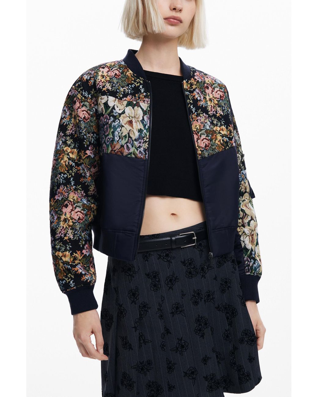 Desigual Blue Printed Bomber Jacket
