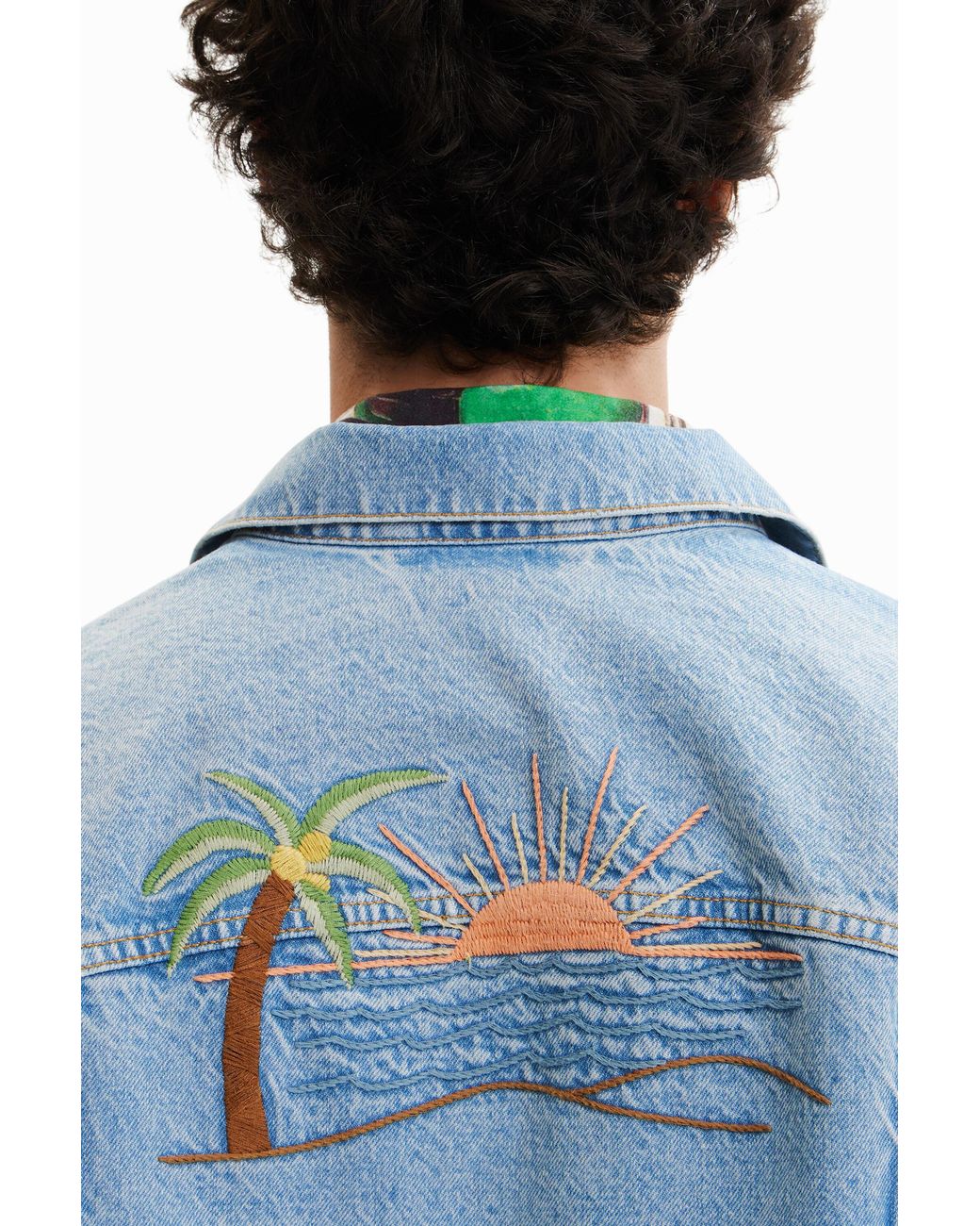 Desigual Blue Embroidered Denim Trucker Jacket, Cotton for men