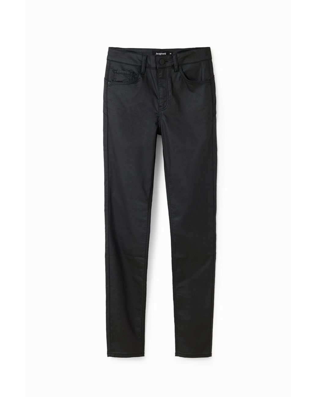 Desigual Black Leather-Effect Trousers, Polyurethane