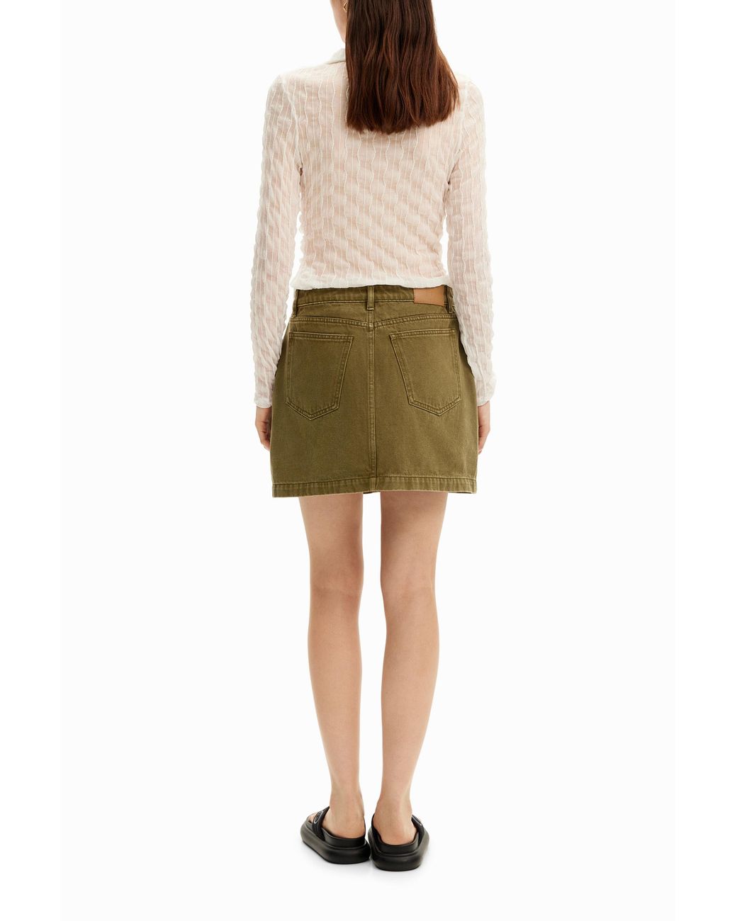 Desigual Green Denim Pockets Mini Skirt, Cotton
