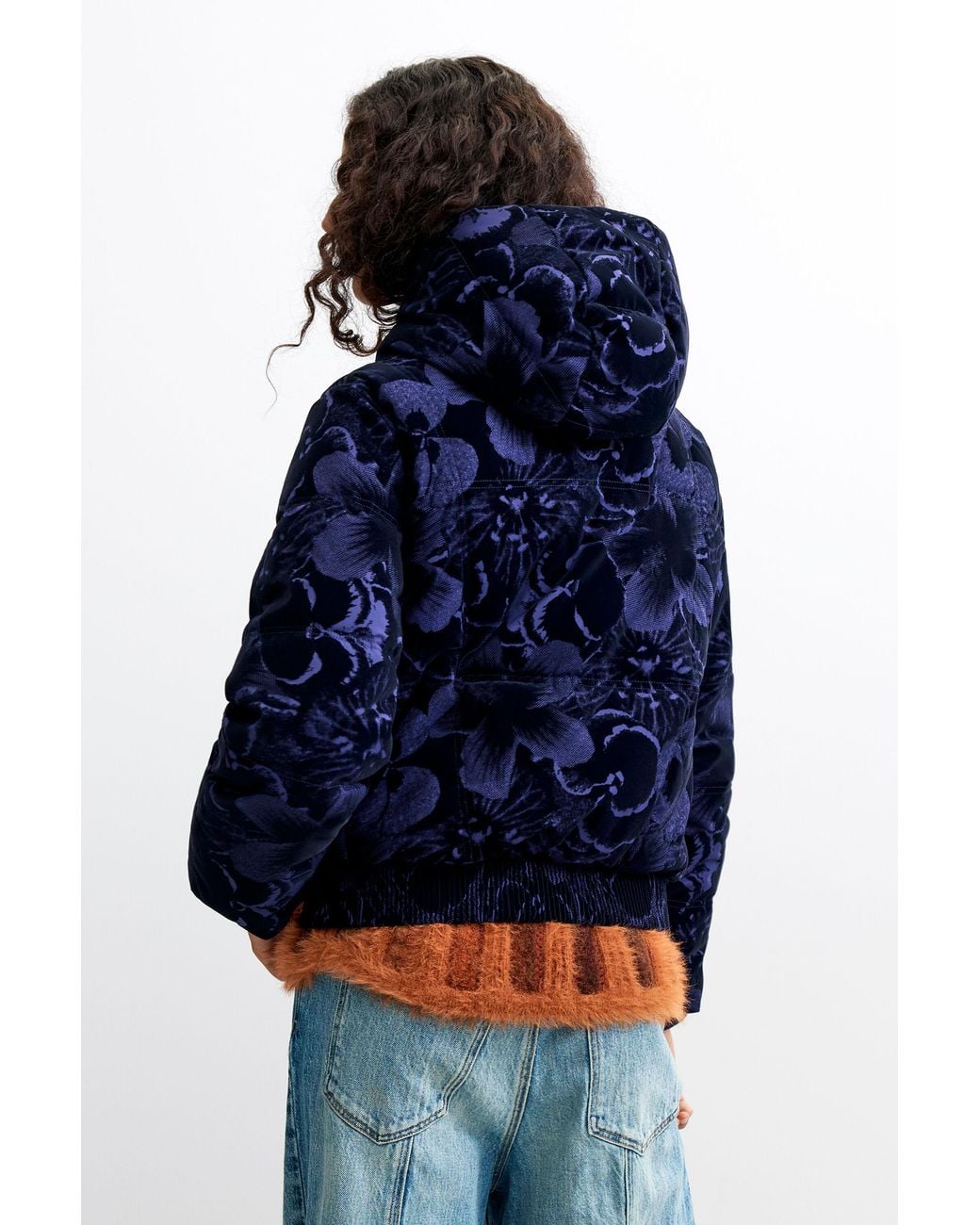 Desigual Blue Short Padded Coat, Polyester
