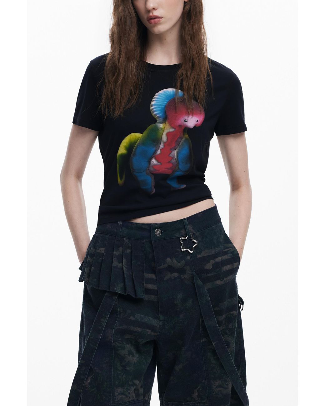 Desigual Blue Collina Strada Reversible T-Shirt, Cotton
