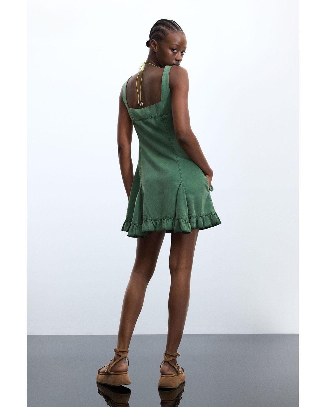 Desigual Green Short Lyocell Dress, Lyocell