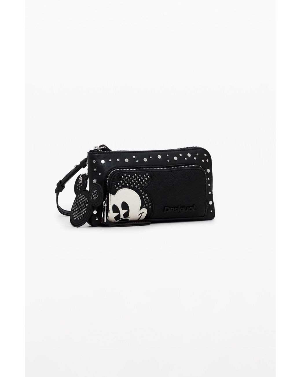 Desigual Black L Studded Wallet Mickey, Polyurethane