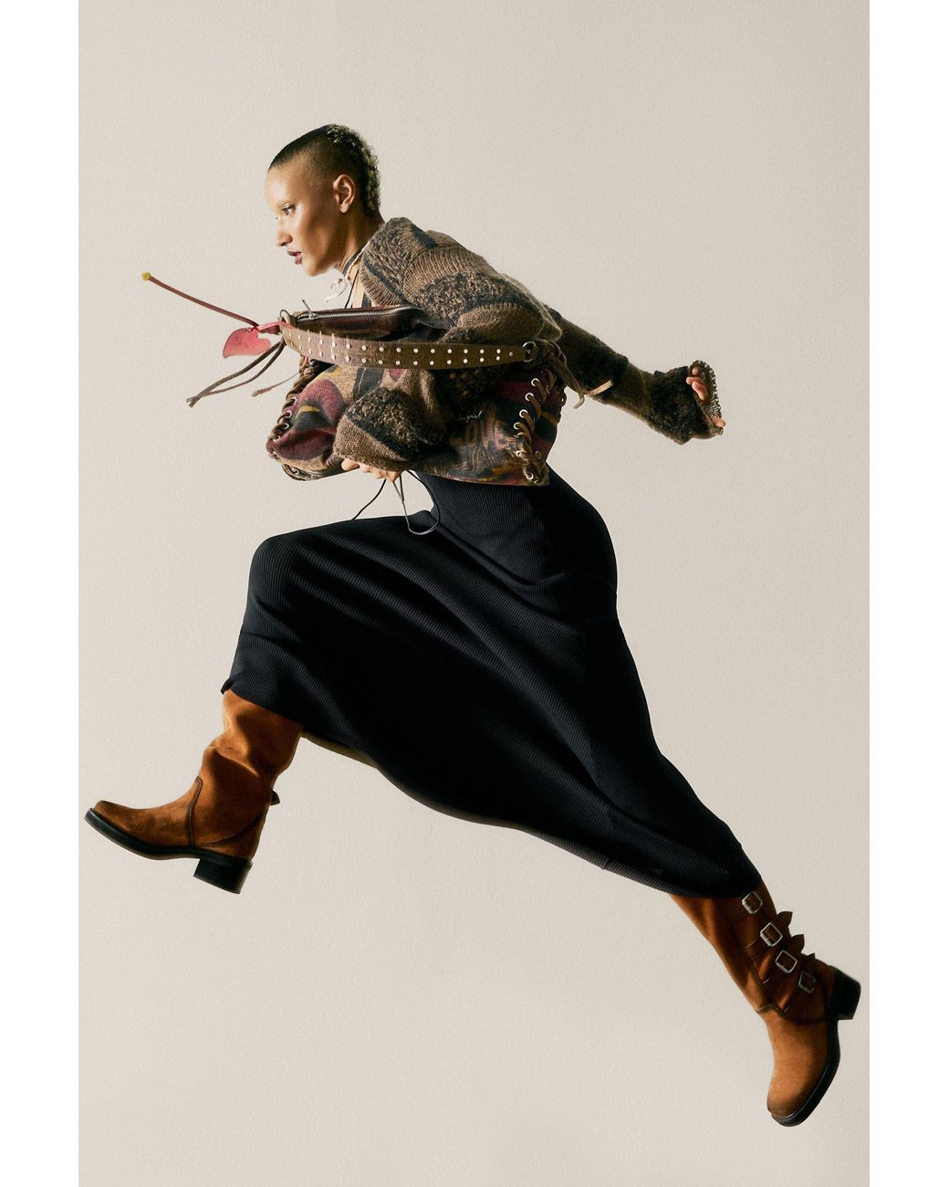 Desigual Black Long-Sleeved Knit Dress