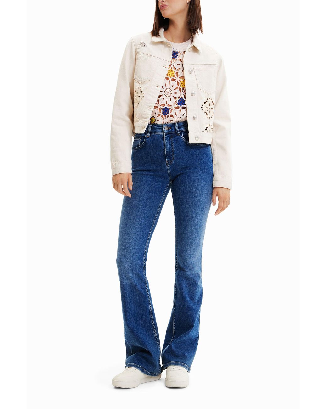 Desigual Blue Die-Cut Denim Jacket, Cotton