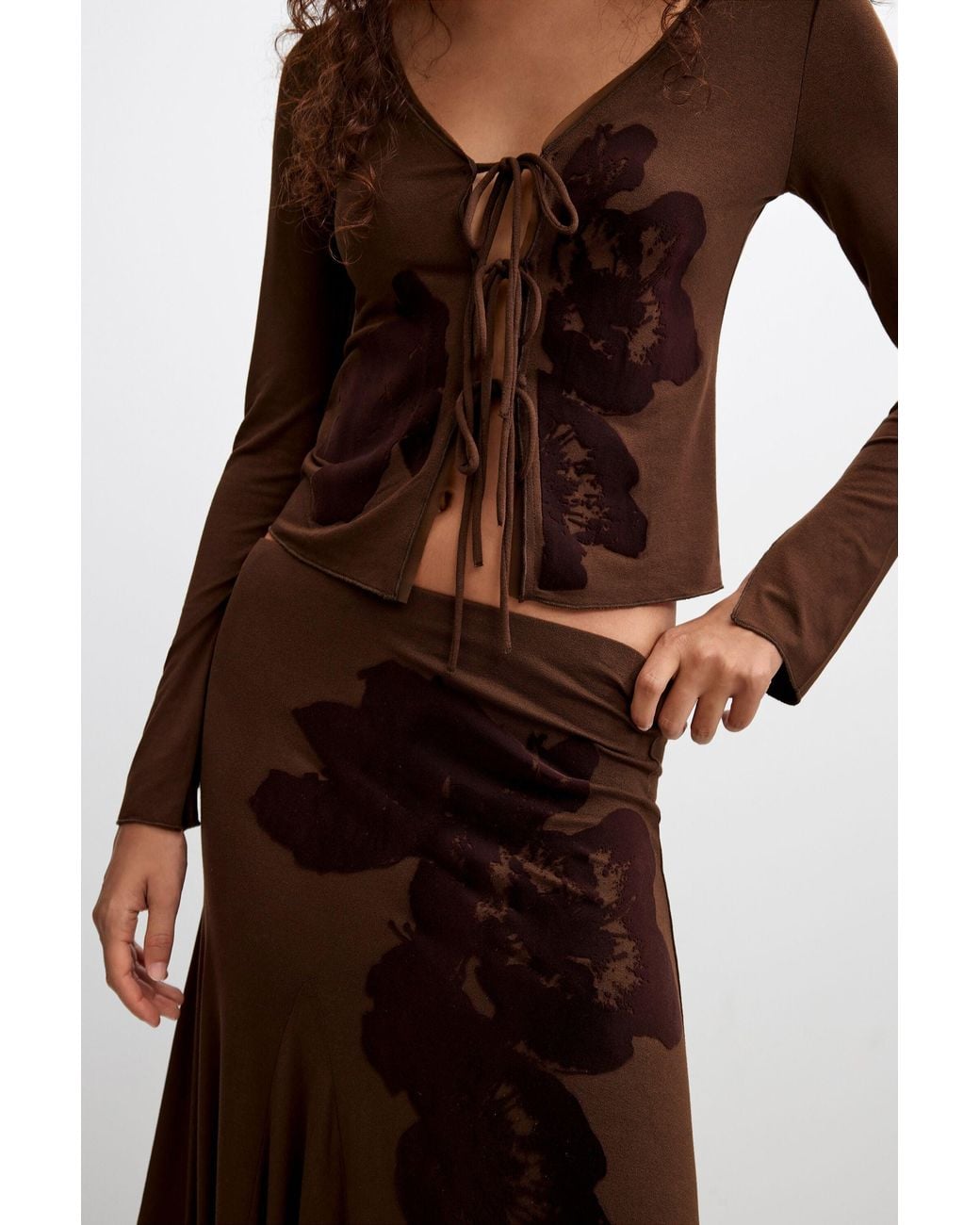 Desigual Brown Flocked Bow T-Shirt, Viscose