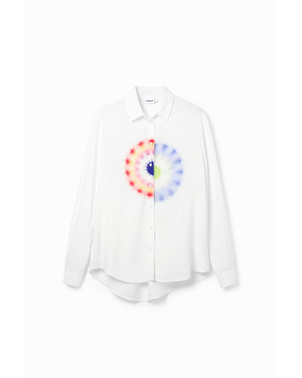 Desigual White Geometric Viscose Shirt, Viscose