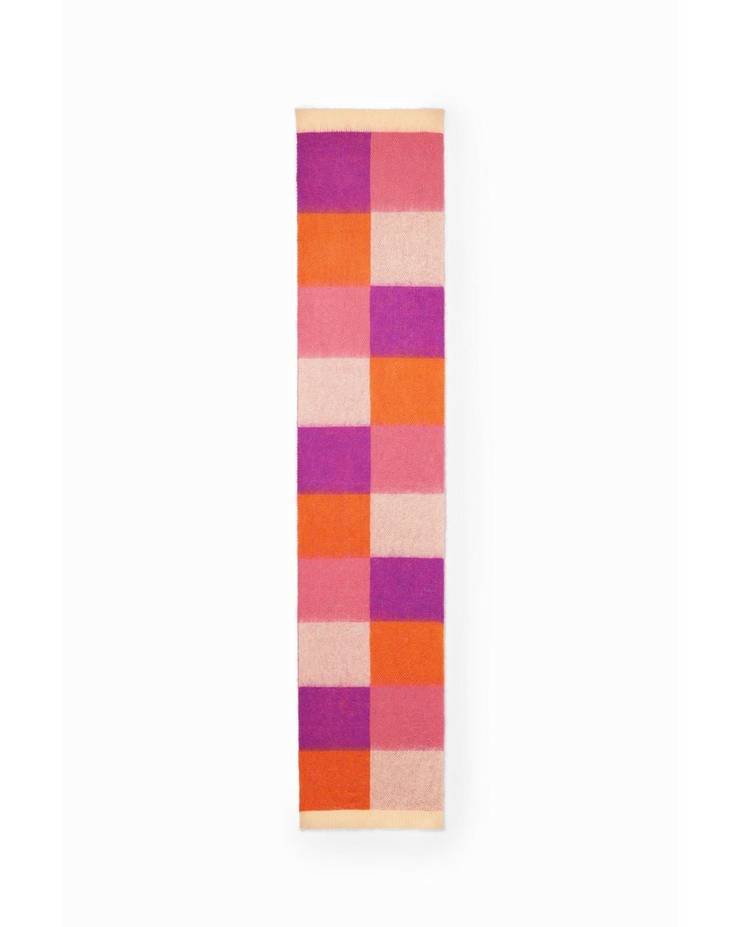 Desigual White Long Checkered Scarf