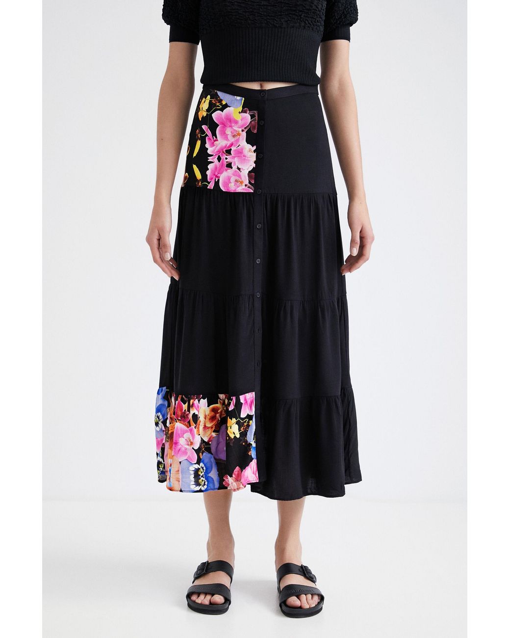 Desigual Black M. Christian Lacroix Long Skirt, Viscose
