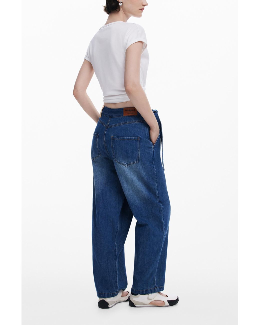 Desigual Blue Baggy Wrap-Style Jeans, Cotton