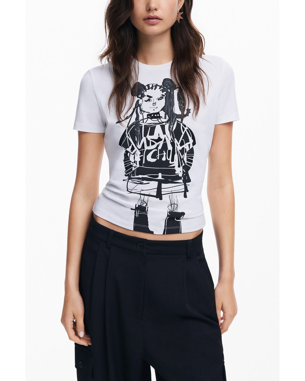 Desigual Blue M. Christian Lacroix Illustration T-Shirt, Cotton