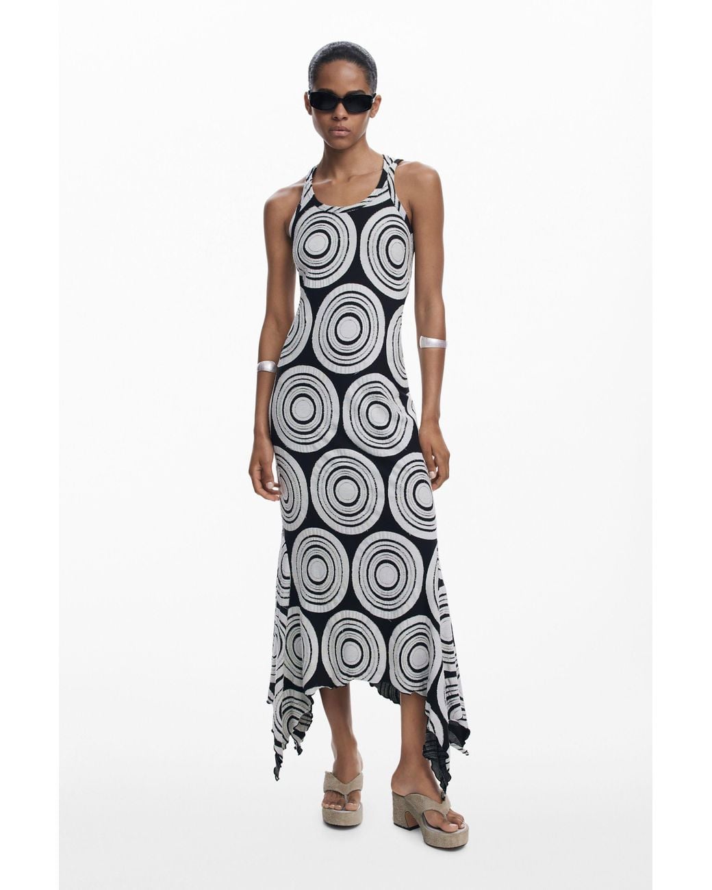 Desigual Long Dress With Circles in White | Lyst Desigual Long Dress With Circles in White | Lyst