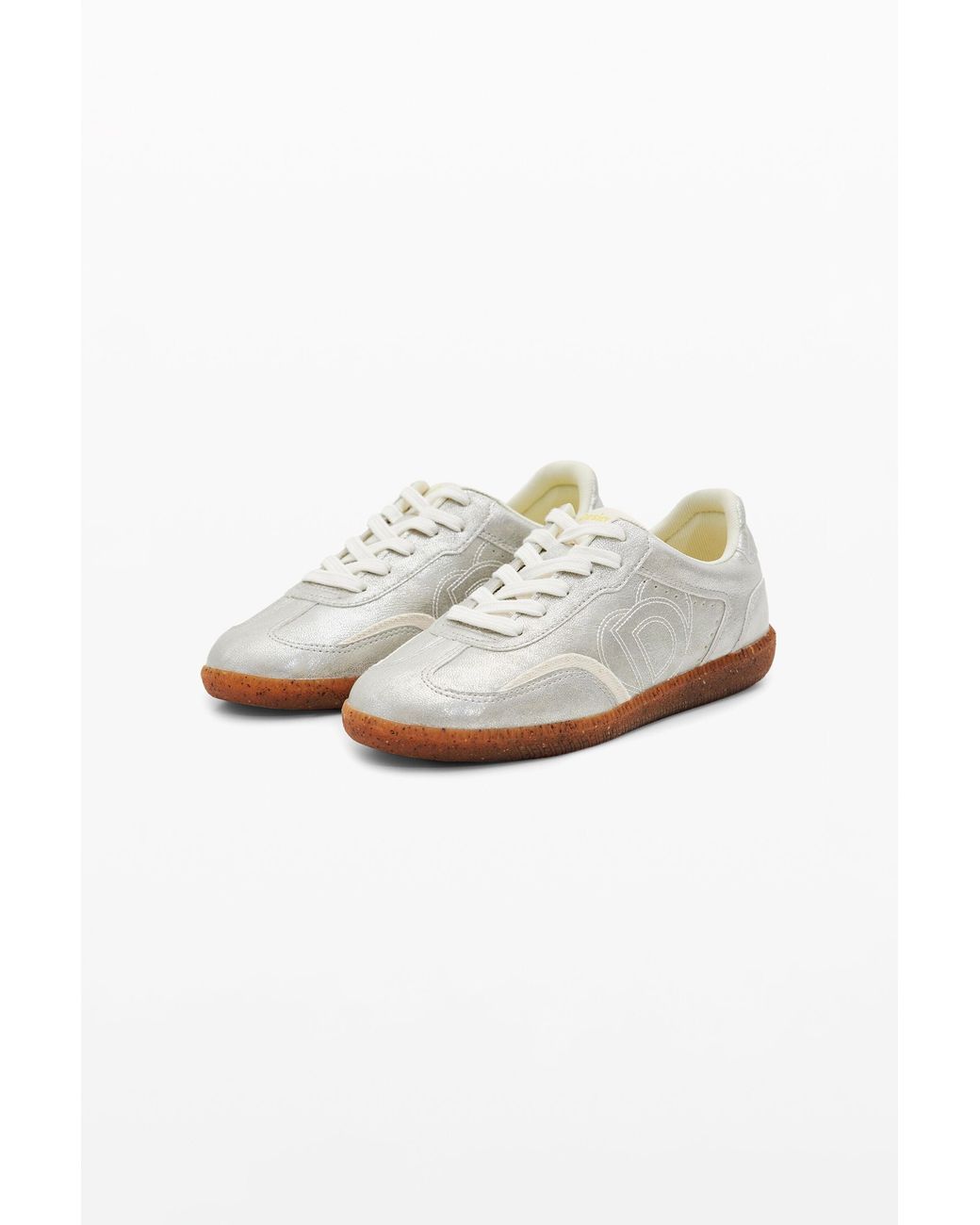 Desigual White Retro Metallic Sneakers, Polyurethane