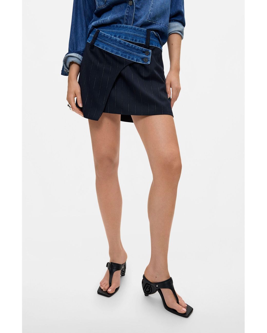 Desigual Blue Short Combined Skirt