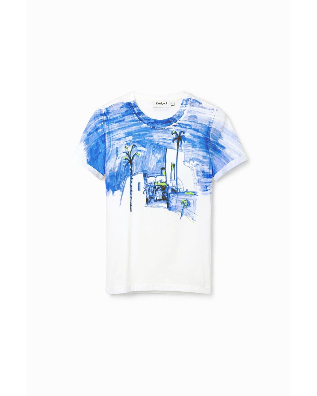 Desigual Blue Mediterranean Landscape T-Shirt, Cotton