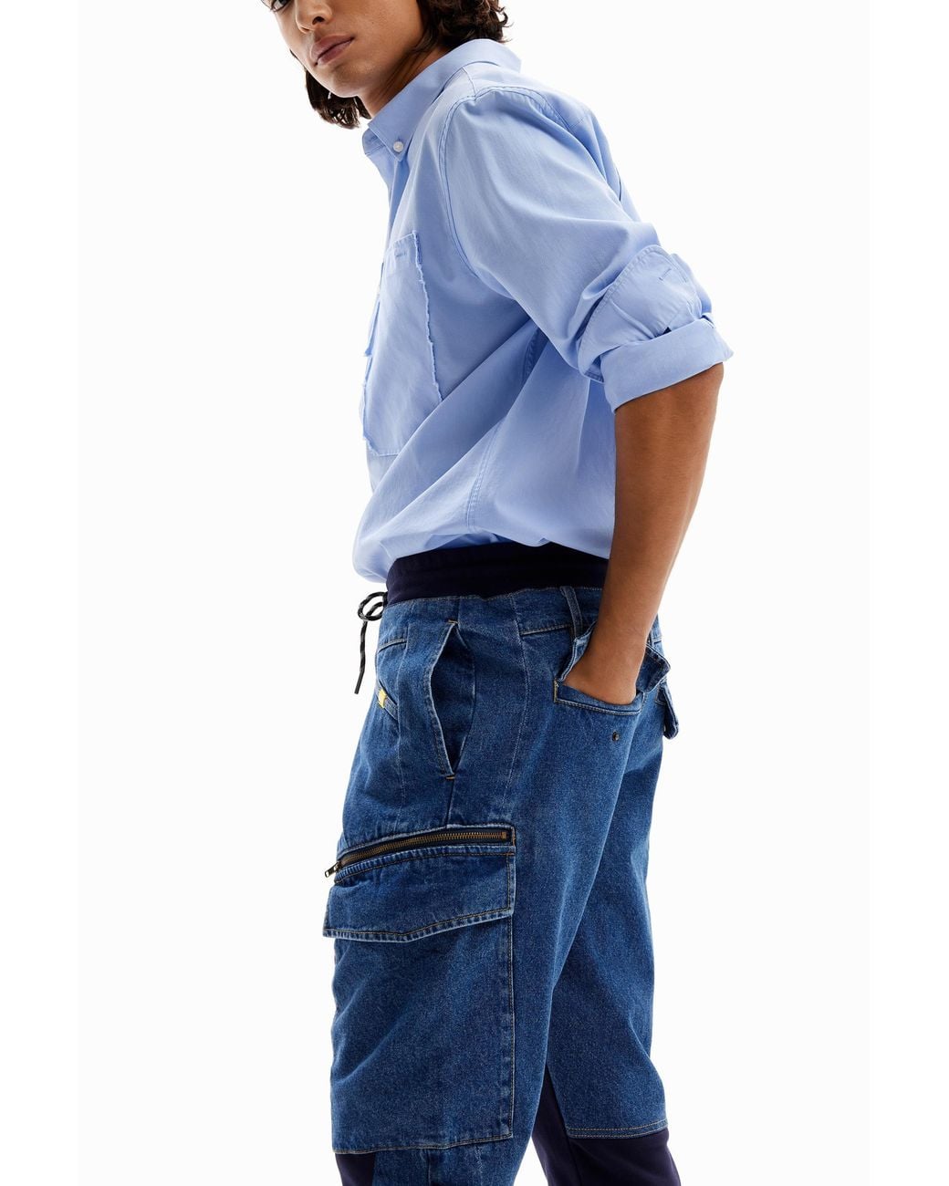 Desigual Blue Hybrid Jogger Jeans, Cotton for men