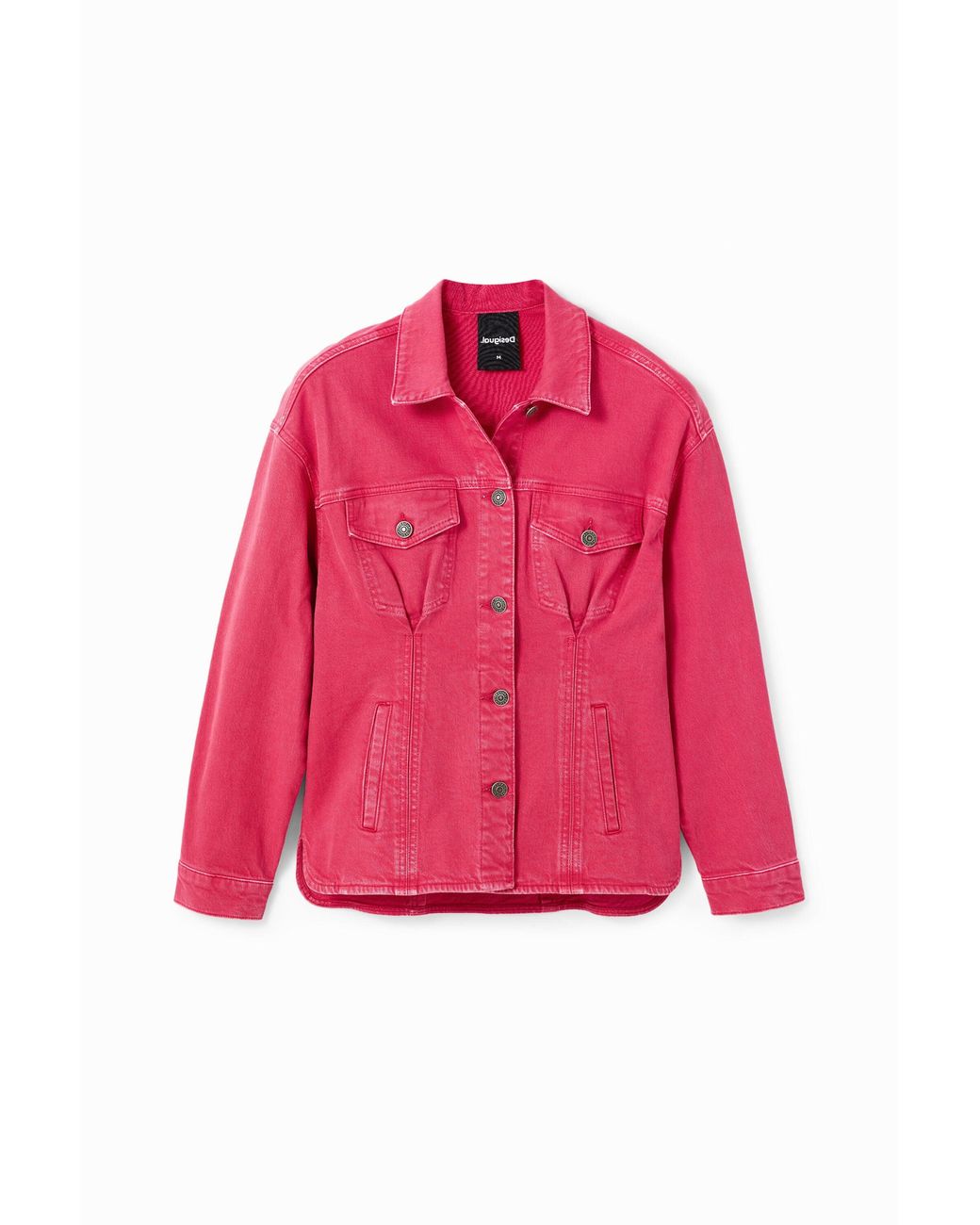 Desigual Pink Pleated Denim Trucker Jacket, Cotton