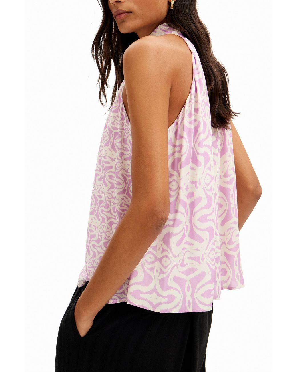 Desigual Pink Halter Border Blouse, Viscose