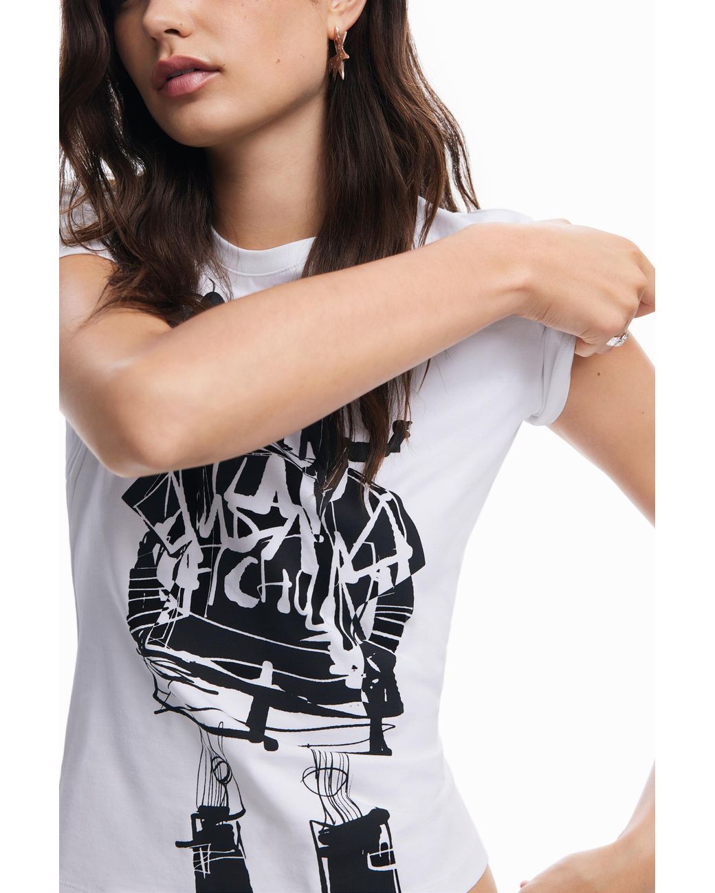Desigual Blue M. Christian Lacroix Illustration T-Shirt, Cotton