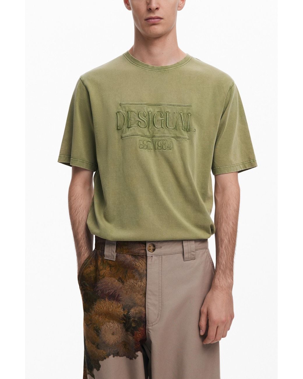 Desigual Green T-Shirt, Cotton for men