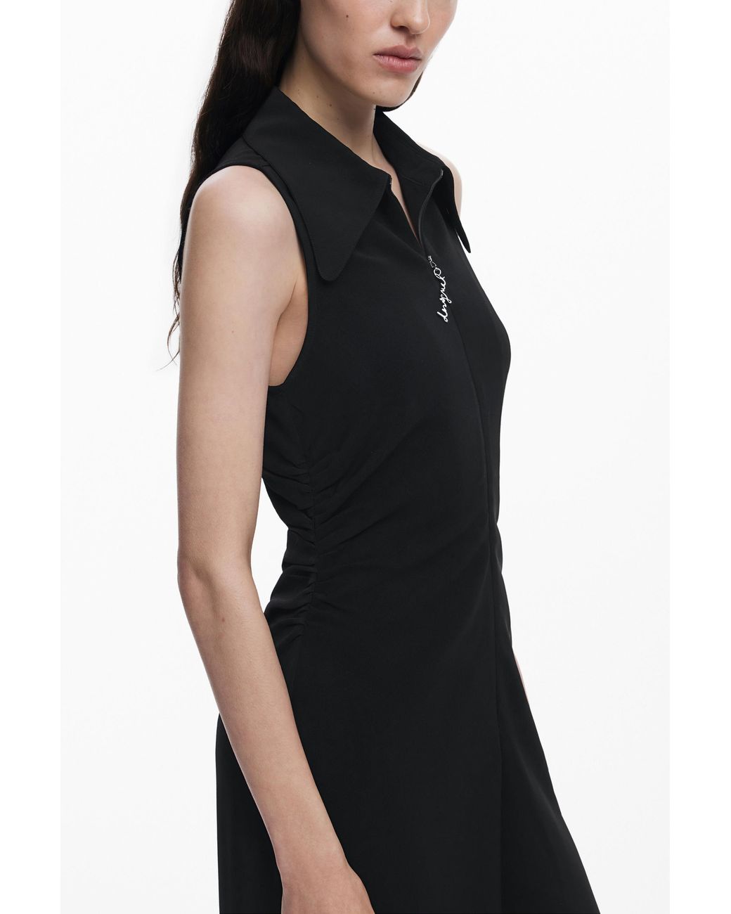 Desigual Black Ruched Jumpsuit, Polyester