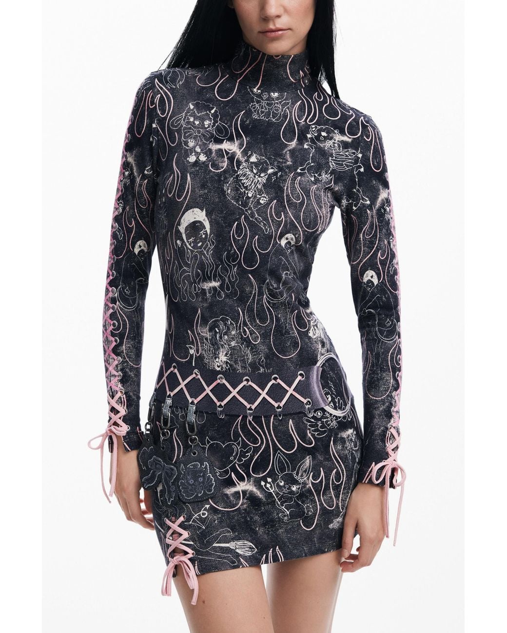 Desigual Blue María Escoté Mini Dress, Cotton