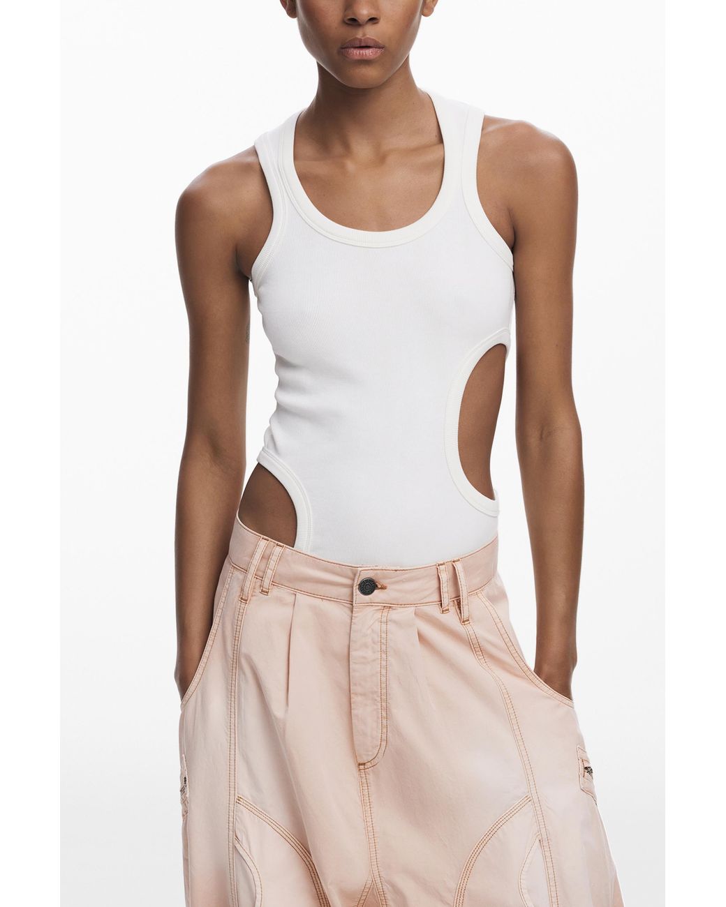 Desigual Pink Fluid Cargo Pants, Cotton