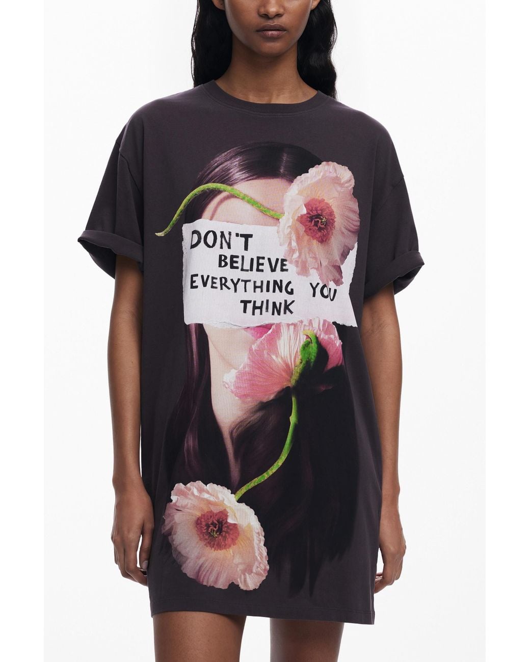 Desigual Black T-Shirt Style Dress, Cotton