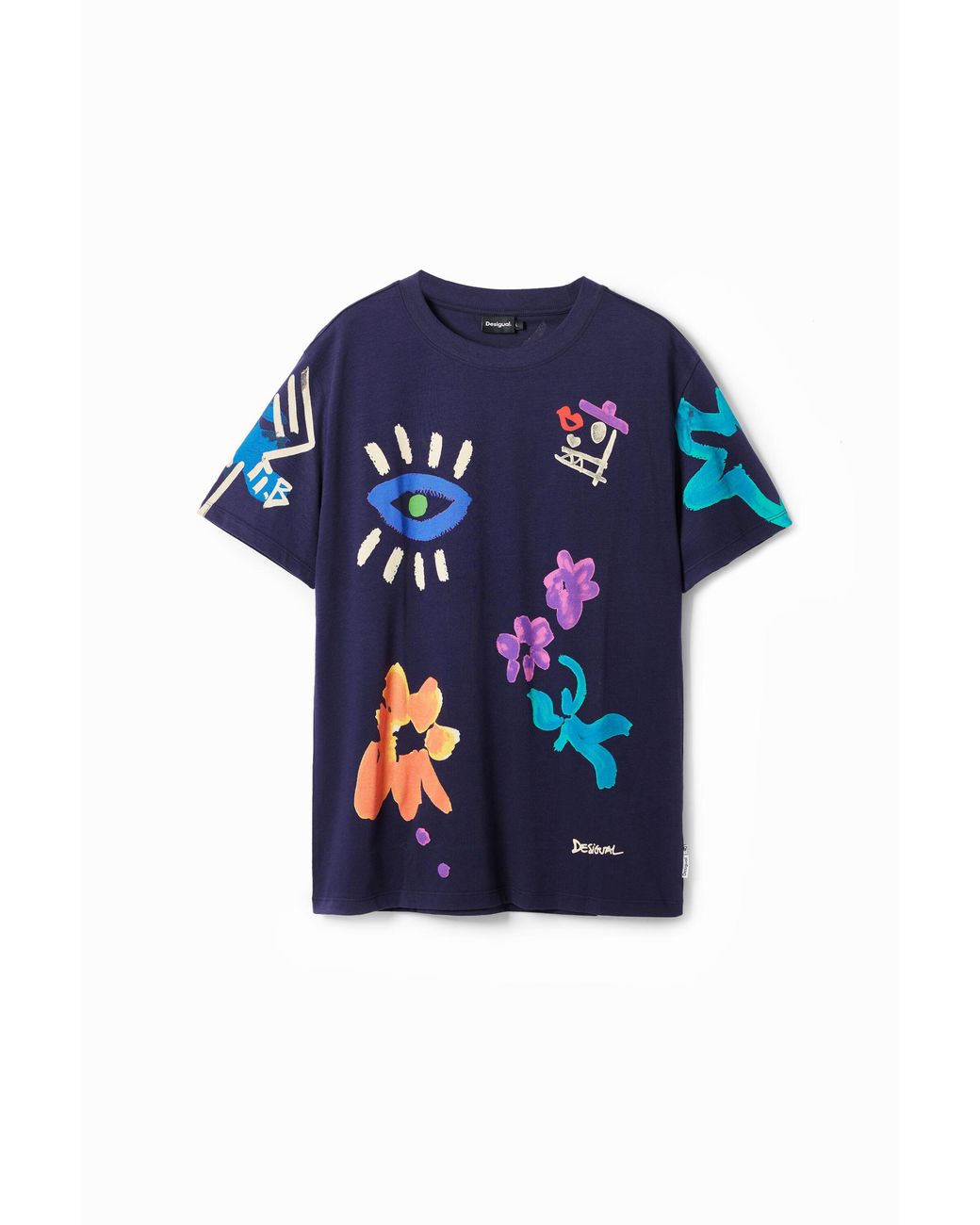 Desigual Blue Illustrated T-Shirt, Cotton for men