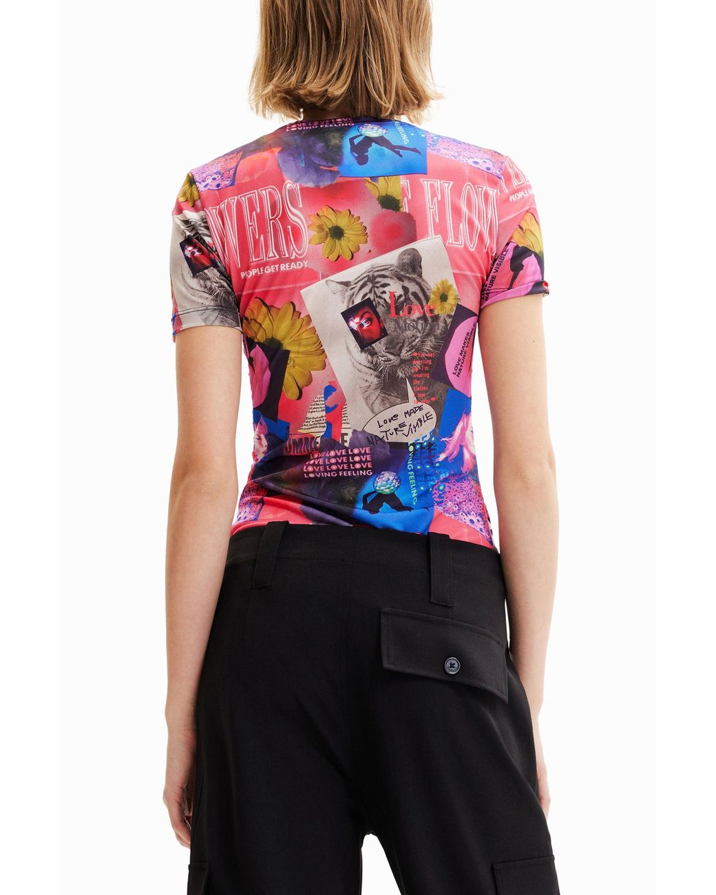 Desigual Multicolor Ruched Collage Bodysuit, Polyester