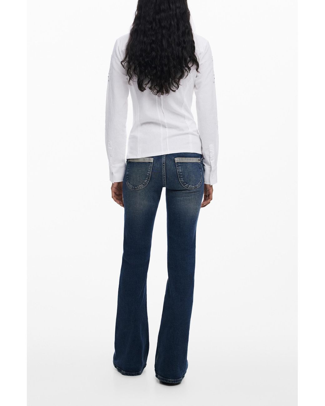 Desigual White Fitted Shirt With Embroidery