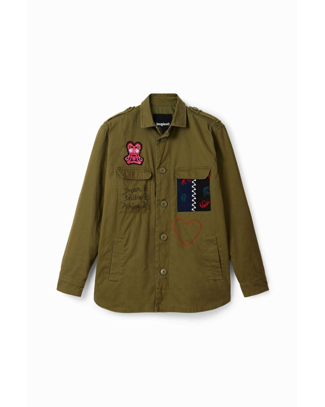 Desigual Green Christian Lacroix Military Parka, Cotton