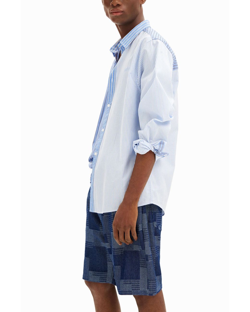 Desigual Blue Double Pinstripe Shirt, Cotton for men