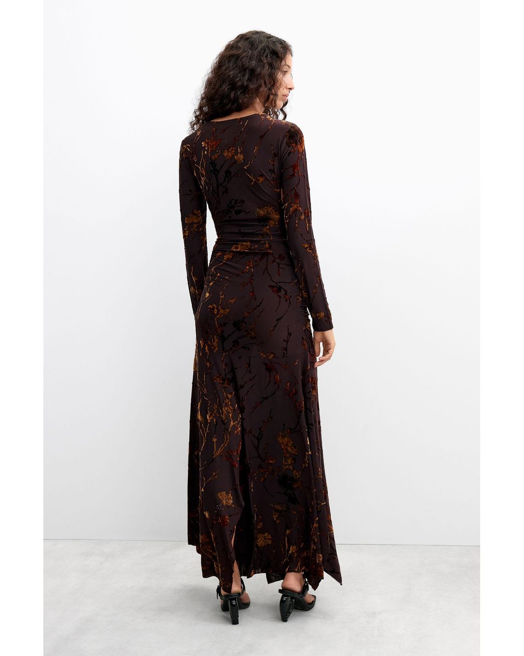Desigual Brown Midi Knit Dress, Polyester