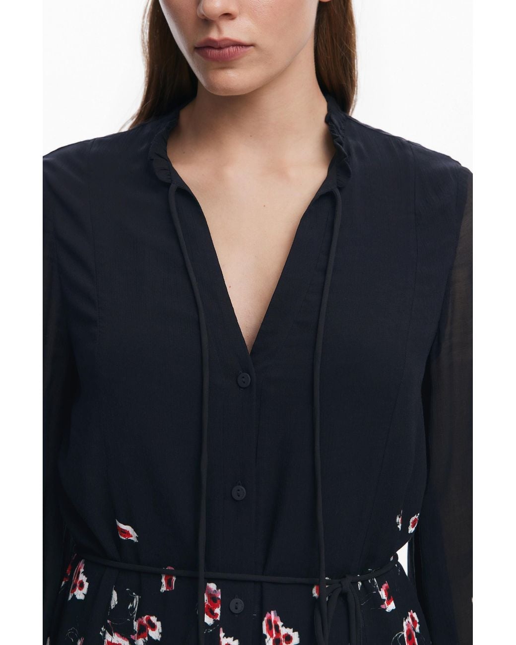 Desigual Black Short Floral Dress, Viscose