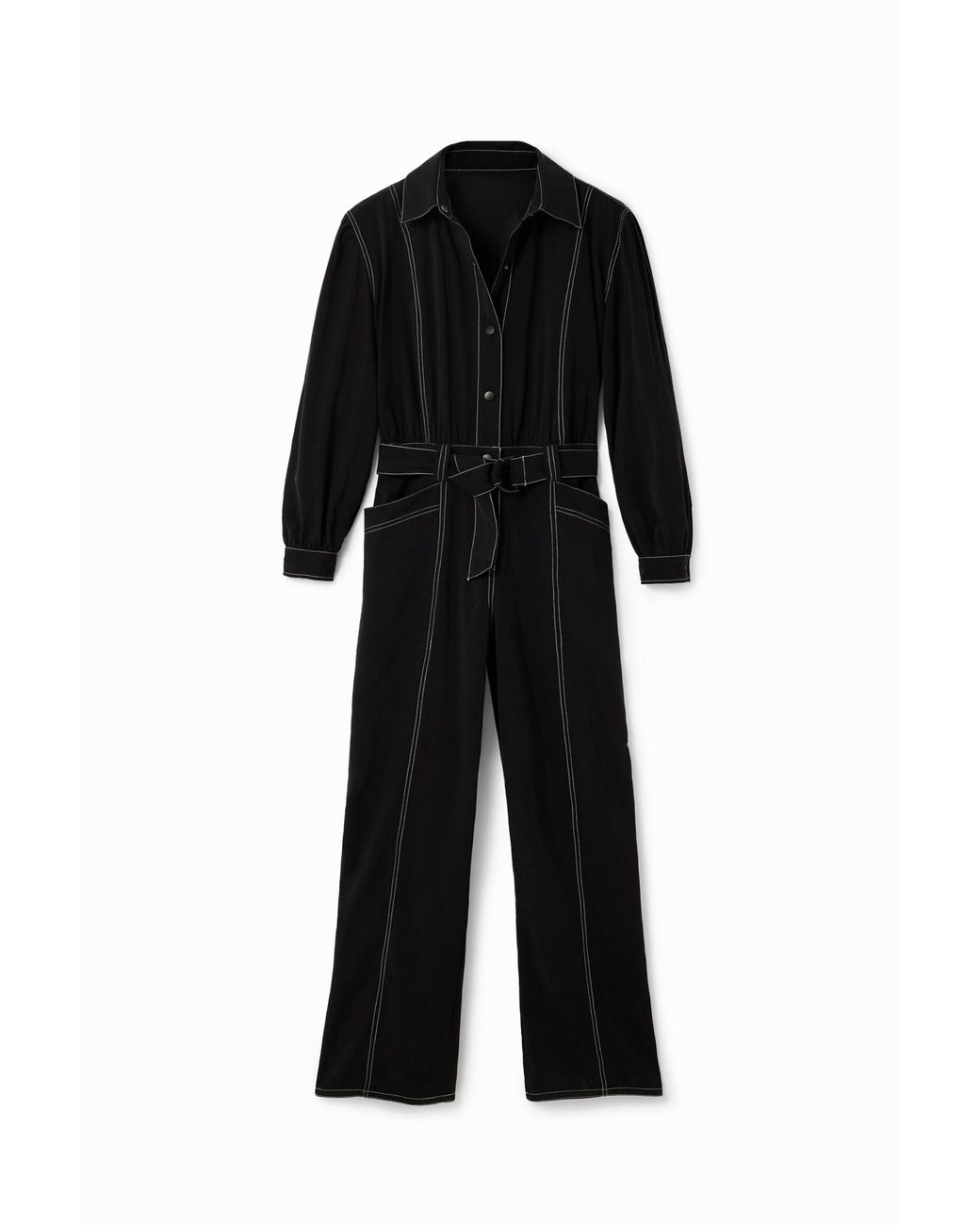 Desigual Black Stitching Boilersuit, Viscose