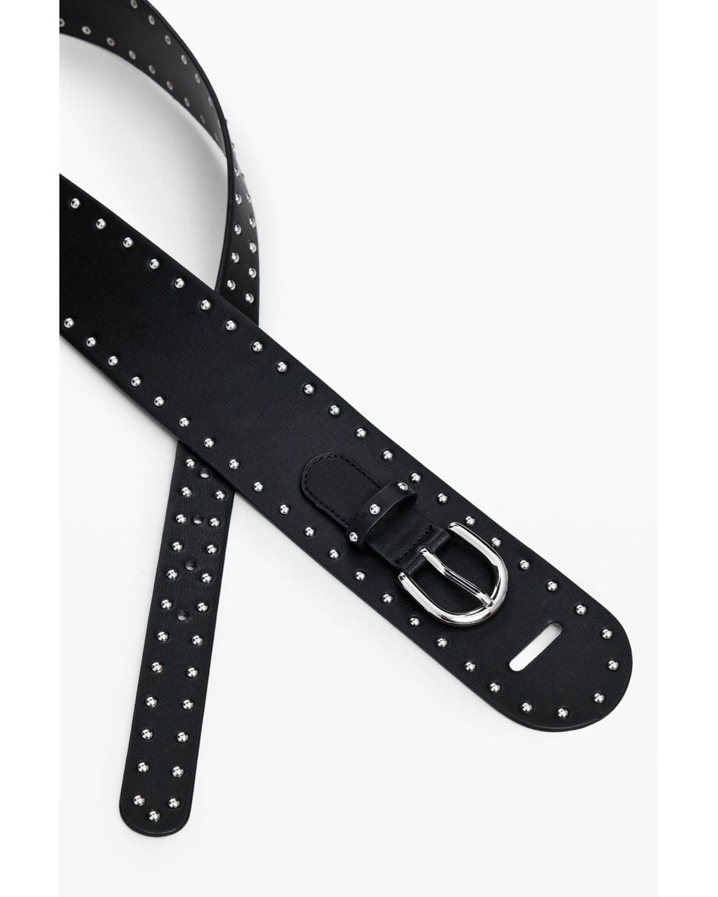 Desigual Black Wide Studded Belt, Polyurethane