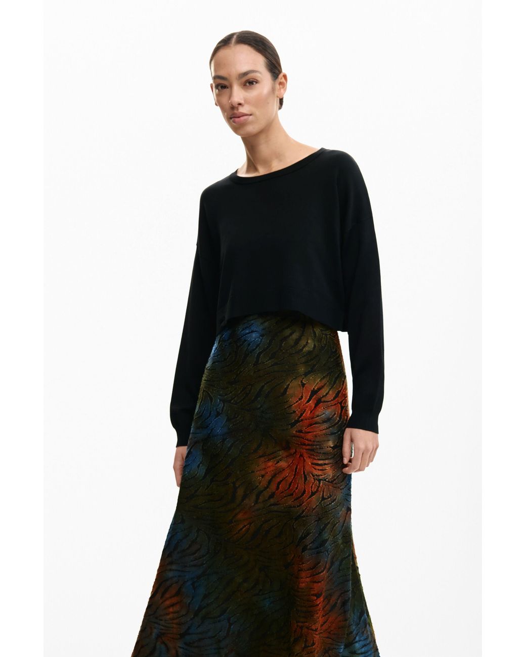 Desigual Black 2-In-1 Dress With Animal Print